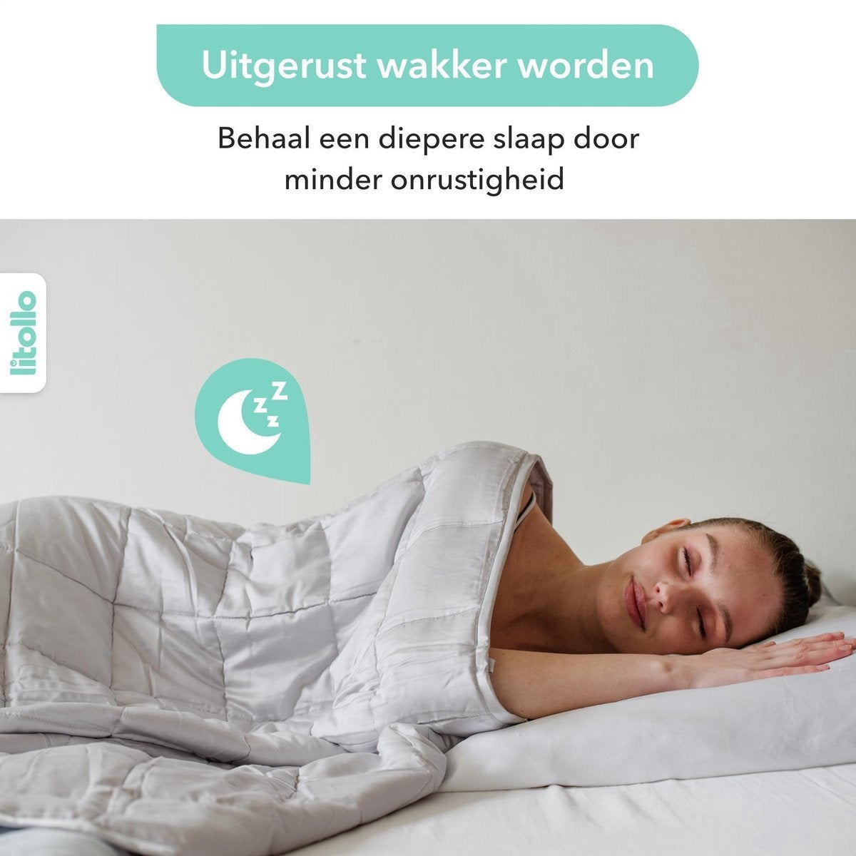 Litollo Verzwaringsdeken 10 kg met Buitenhoes - Weighted Blanket - Duurzaam Bamboe Materiaal - Grijs - 150x200cm