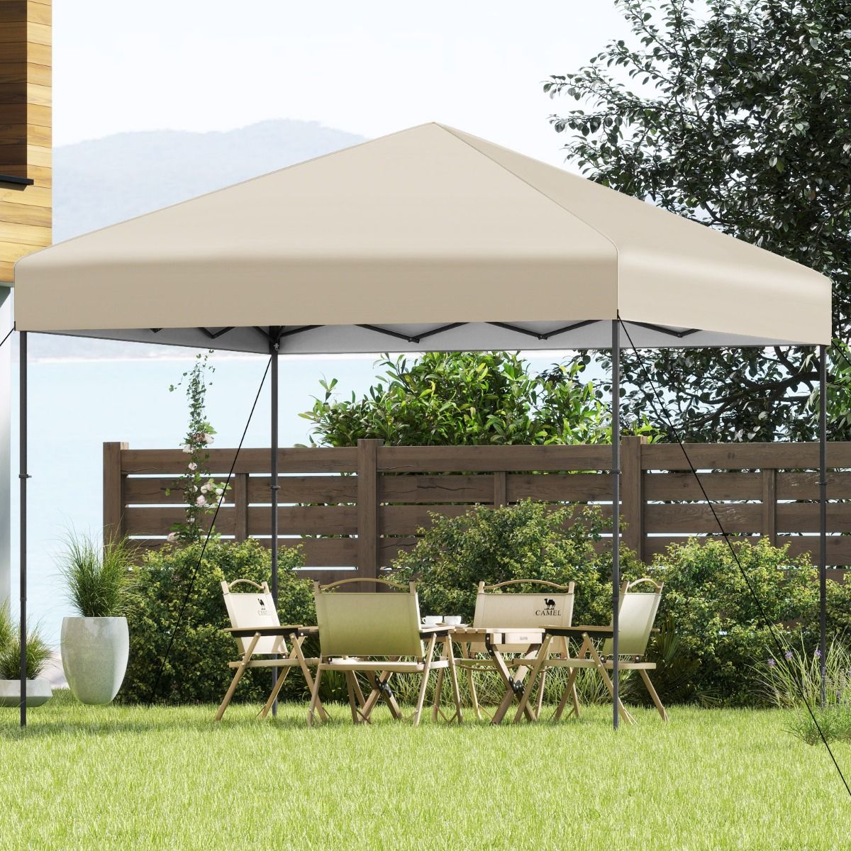 Pavillon pop-up Coast - réglable en hauteur - avec sac de transport - beige - 295 x 295 cm