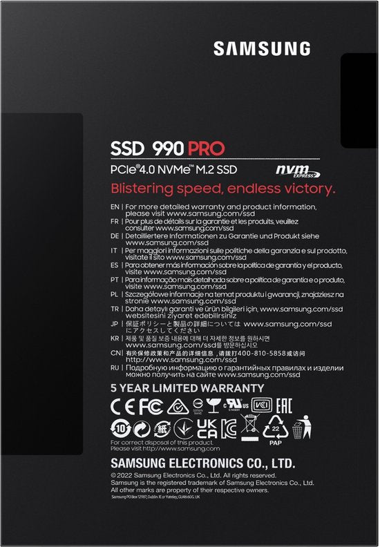 Samsung 990 PRO - SSD interne - PCIe 4.0 - NVMe M.2 - 2 To
