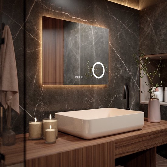 Mirlux Miroir de salle de bain avec éclairage LED et chauffage - Miroir mural rectangulaire - Miroir de douche anti-condensation - 120x80CM