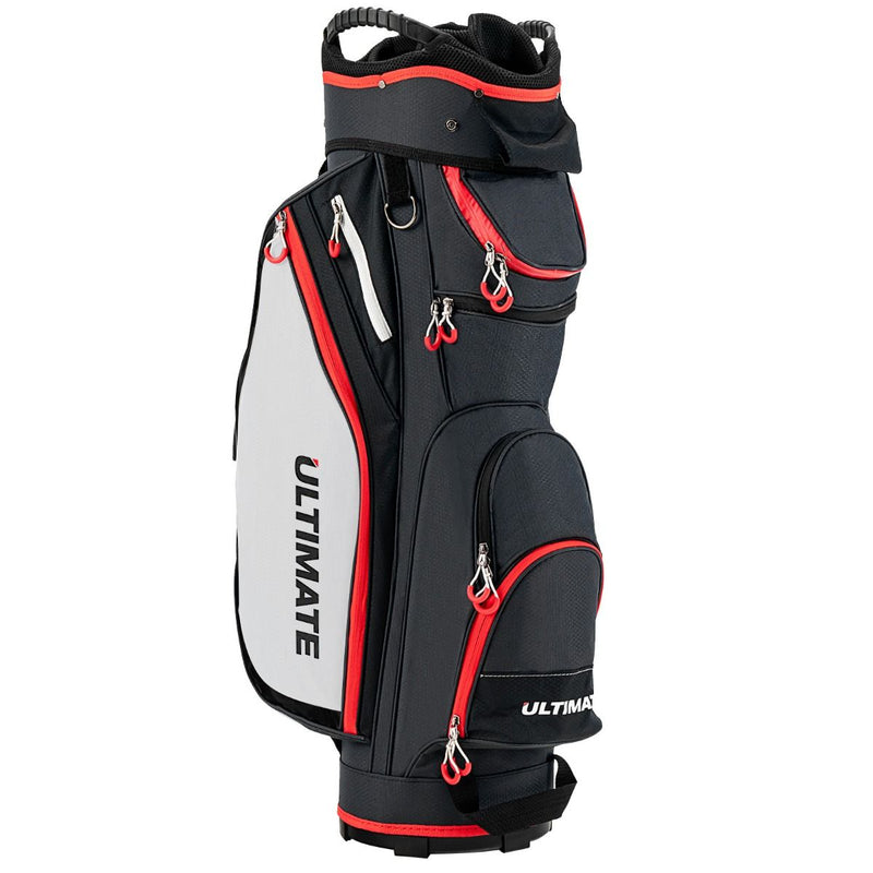 Sac de golf Coast avec housse de pluie - 14 compartiments - léger - rouge et noir