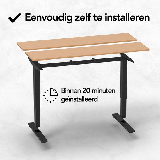 Bureau assis-debout Infinity Goods à réglage électrique - 140 x 60 cm - Fonction mémoire - Couleur bois
