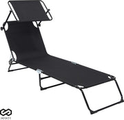 Chaise longue - Infinity Goods - pliable - réglable - jardin - résistant aux intempéries - noir