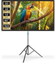 Écran de projection tectake® - 80 pouces - Écran de projection 16:9 avec trépied - 4K HD - Enroulable - Extensible - Toile de projection - Écran de présentation - Sac de transport inclus