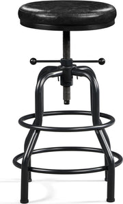 Tabouret de bar Yaheetech Vintage - Noir - Réglable de 54,5 à 71,5 cm - Simili cuir - 136 kg - Avec repose-pieds