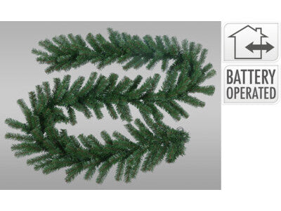 Guirlande de Noël LED Nampook, 270 cm, avec 30 LED et minuterie – Verte – PVC et métal