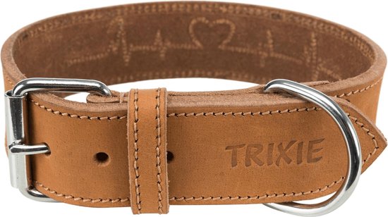 Trixie - Collier rustique en cuir « Hartslag » - Marron - 55-65 x 4 cm