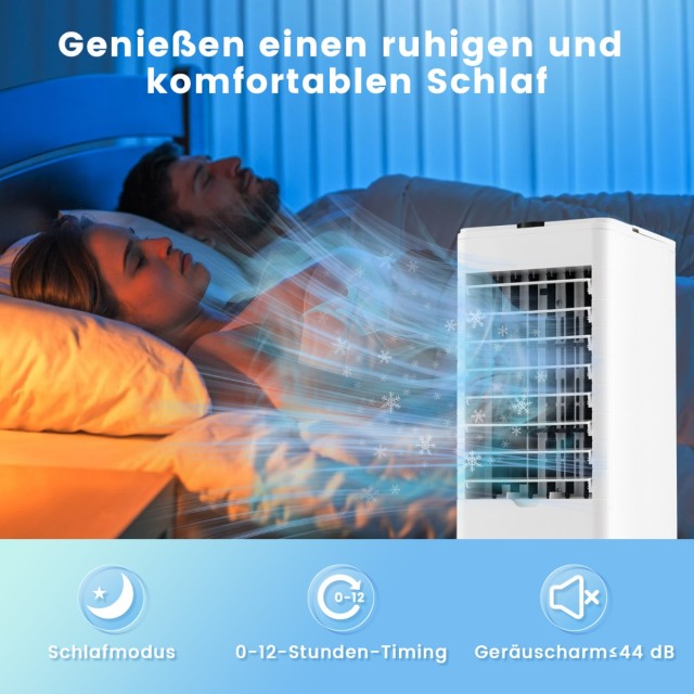 Climatiseur 3-en-1 Coast avec ventilateur et humidificateur - Réservoir d'eau de 2,8 L - Silencieux (44 dB) - 59 x 22 x 25,5 cm - Gris
