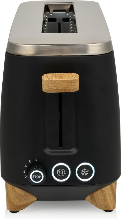 Princess 142361 Grille-pain Pure - 6 niveaux de brunissage - 1 000 W - bambou - noir