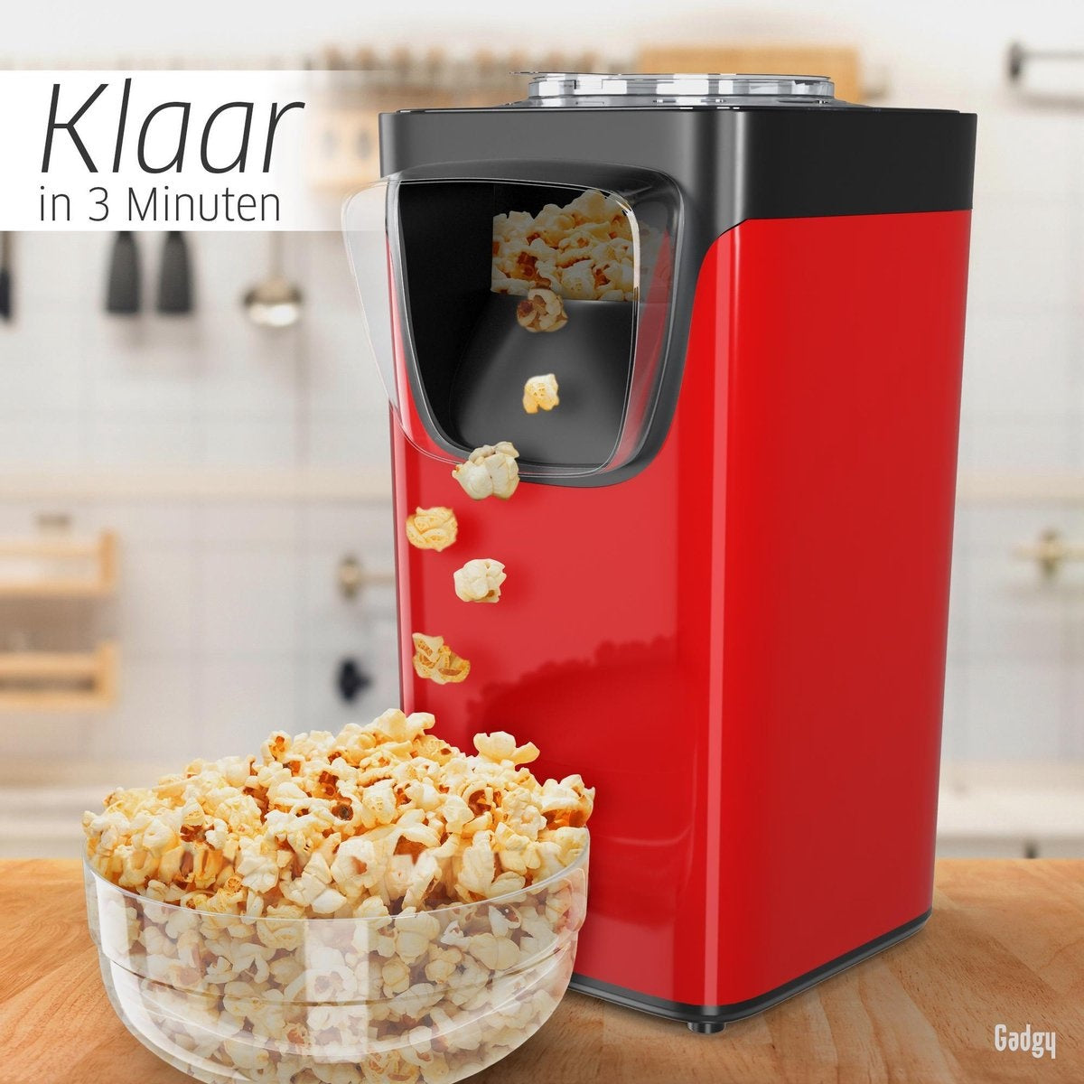 Gadgy Popcorn Machine - Hetelucht Popcornmaker - 1100 watt - met Maatschep - Popcornmakers kinderfeestje