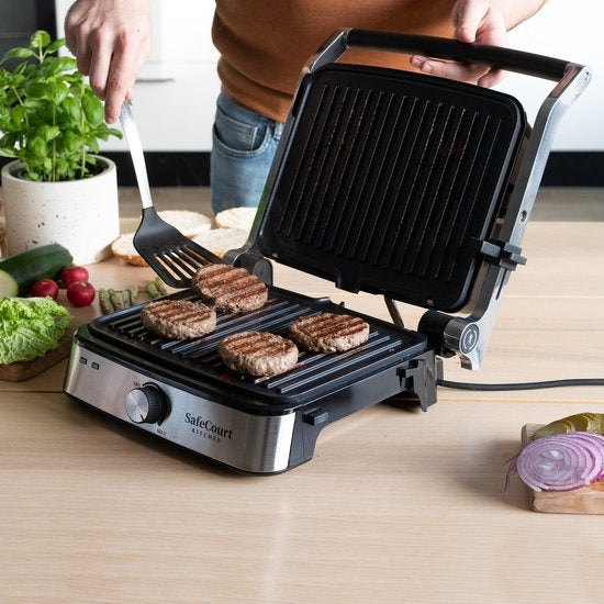 Grill électrique, Safecourt Kitchen, Contact grill compact CG200, Avec plaques amovibles