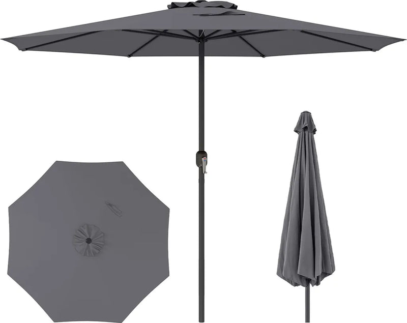 Parasol de jardin Coast 350 cm - Anthracite - Avec cordon et 8 baleines métalliques