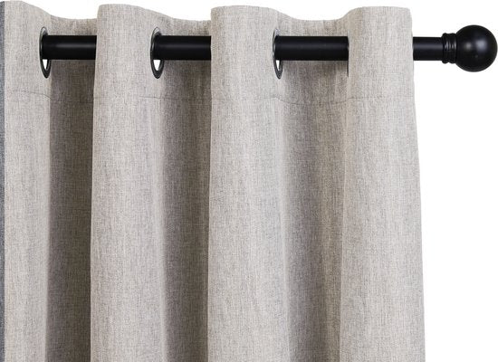 Lifa Living - Beige Rideaux de luxe - occultant - polyester - avec 8 anneaux de suspension - 150 x 260 cm