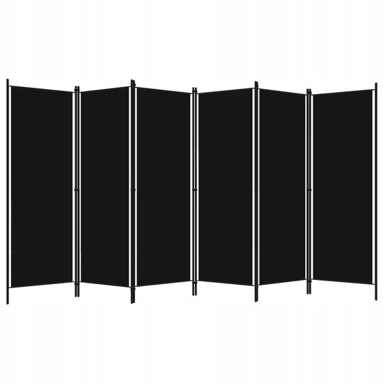 Paravent noir - 6 panneaux - 300 x 180 cm - Séparateur d'espace