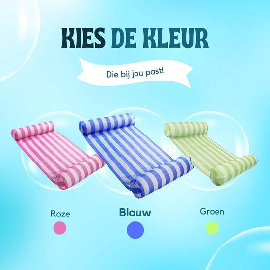 Travelly - Hamac d'eau de luxe - Hamac - Matelas d'air - Matelas d'air Piscine - Hamac d'eau - Bleu