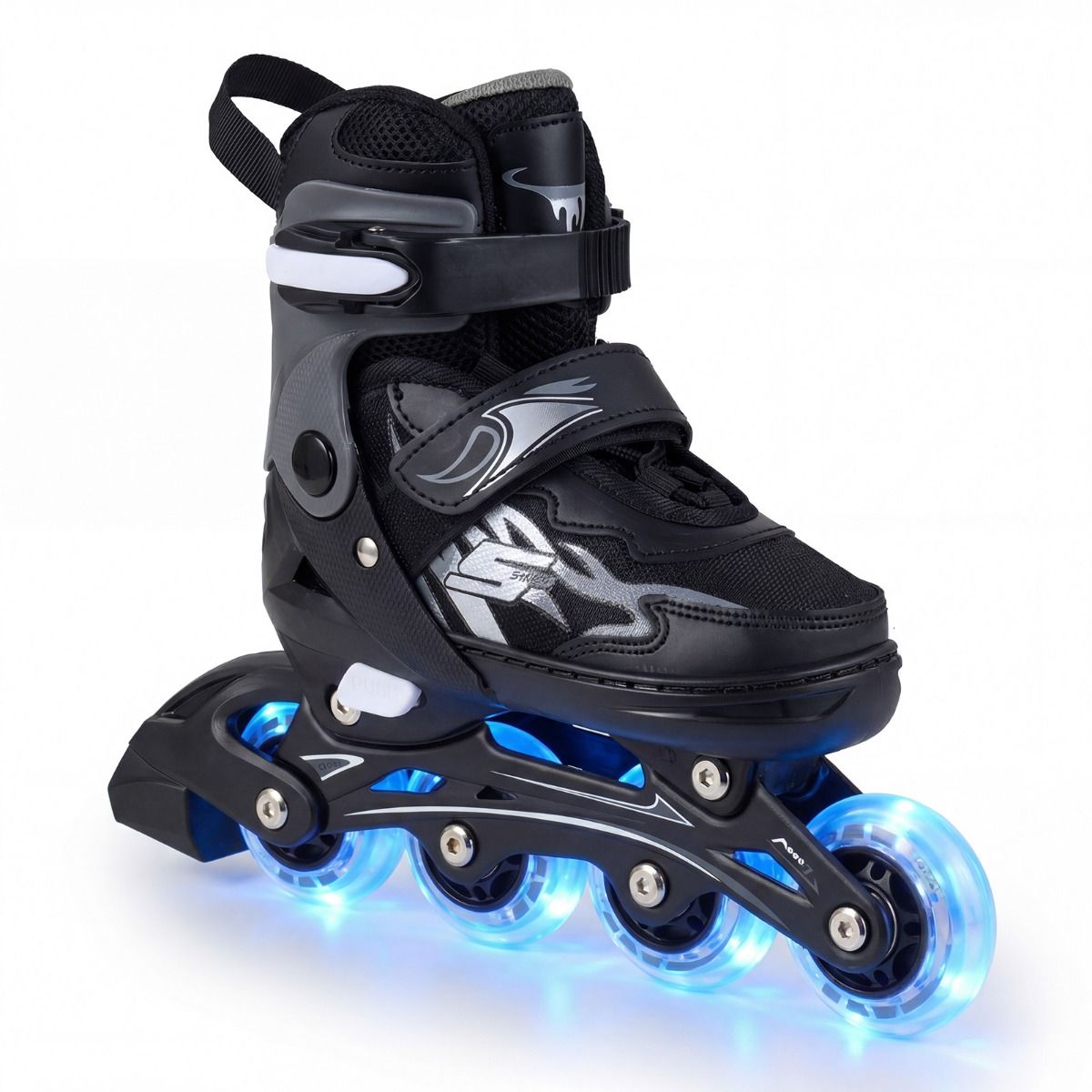 Rollers pour enfants Coast - Réglables sur 4 positions - Roues à LED - gris