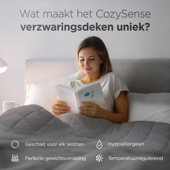 Couverture lestée CozySense® 9kg - 100% Tencel - Couverture lestée - Couverture lourde avec régulation de la température et confort respirant - GLASS-Flow® Distribution de la pression -1-personne - Gris