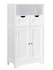 Armoire de salle de bains Yaheetech avec étagère réglable - Blanche - 60 x 30 x 104,5 cm