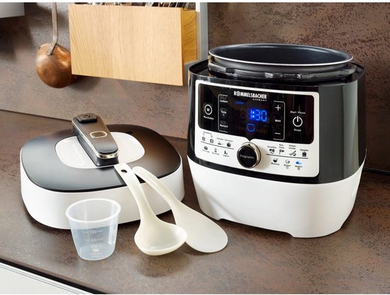 Autocuiseur multifonction Rommelsbacher « Mein Hans » MD 1000 – 14 programmes – Cuisson rapide, Cuisson du riz, Sauté, Cuisson à la vapeur, Cuisson lente, Cuisson sous vide, Cuisson au four et rôtissage, Friture – 6 litres