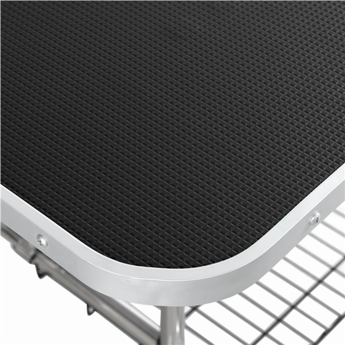 Yaheetech - Table de parage avec double bras de parage - équipée d'un plateau antidérapant, d'un cadre pliable et d'un panier en maille - pour grands chiens et chats - métal noir, cuir synthétique et Mdf - 118 x 60.9 x 177 cm
