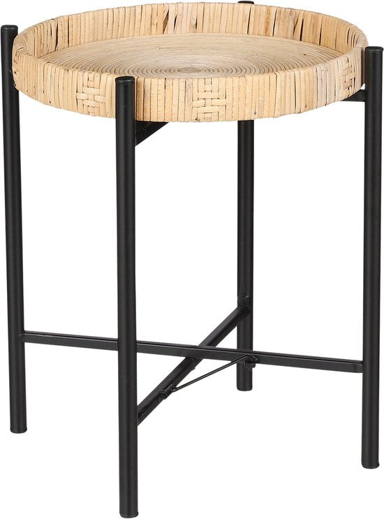 Mica Decorations Table d'appoint Kaj - H40 x Ø30 cm - Rotin - Brun