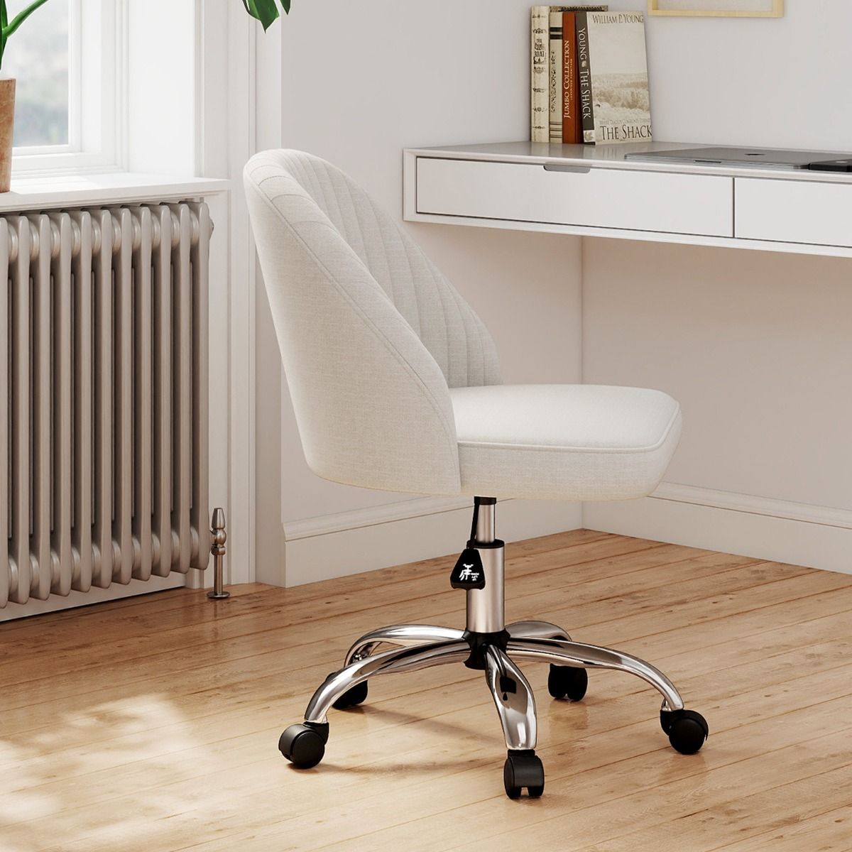 Chaise de bureau Coast sans accoudoirs - dossier incurvé - assise rembourrée - beige