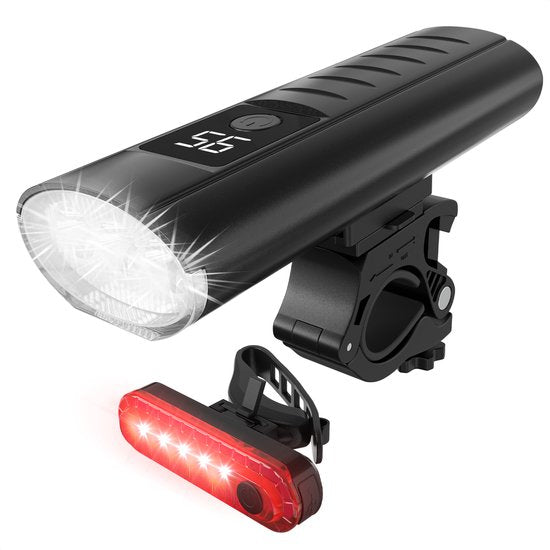 Strex Bicycle Light Set LED 1600 lumens - Eclairage avant et arrière de vélo - Eclairage de vélo - Eclairage de vélo USB Rechargeable