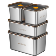 Lot de 4 récipients alimentaires Maxcook en acier inoxydable - Argent - Acier inoxydable 304