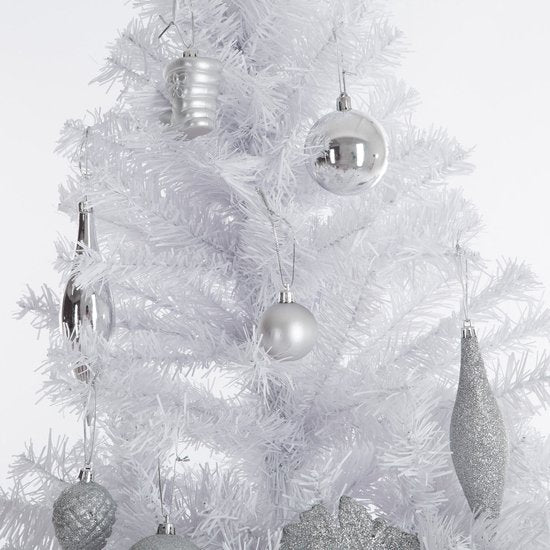Sapin de Noël Casaria PVC - Base métal - 180 cm Blanc