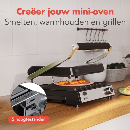 KitchenBrothers Contact Grill Deluxe - Appareil à griller - Plaques de gril amovibles - Gril à panini - 5 réglages de hauteur - 2000W - acier inoxydable