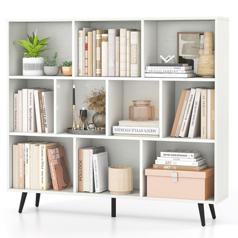 Bibliothèque Coast à compartiments - meuble sur pied - 3 niveaux - blanc et noir - 120 x 24 x 107 cm