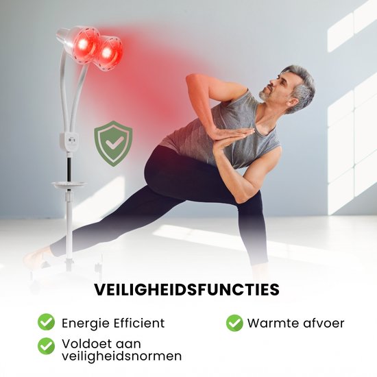 Resty® Lampe infrarouge - 550W - Luminothérapie rouge - Lampe à chaleur - Minuterie - Pied extra solide - Double tête