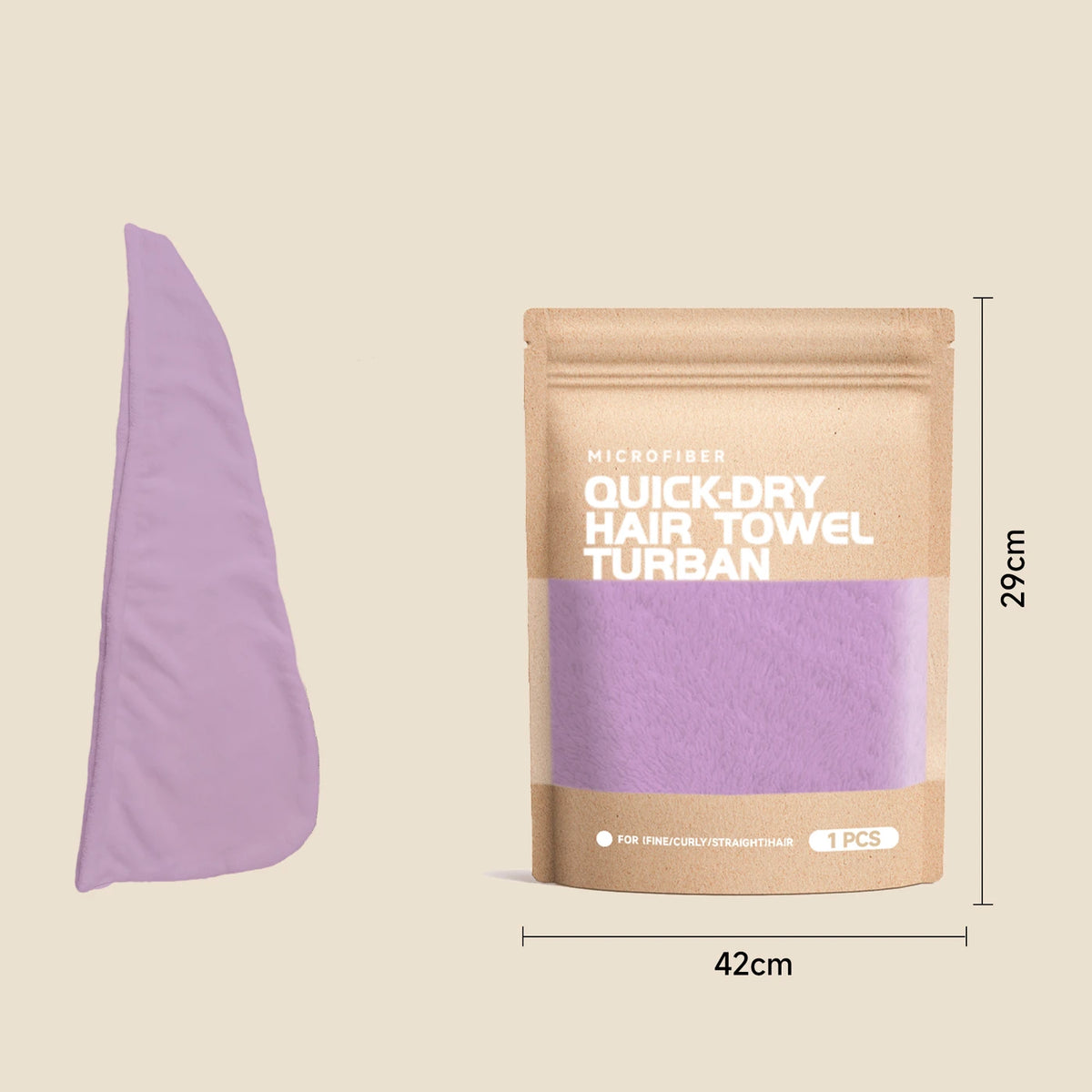 Serviette de cheveux YIJINCHAN Turban - Violet - Microfibre, 65 x 40 cm