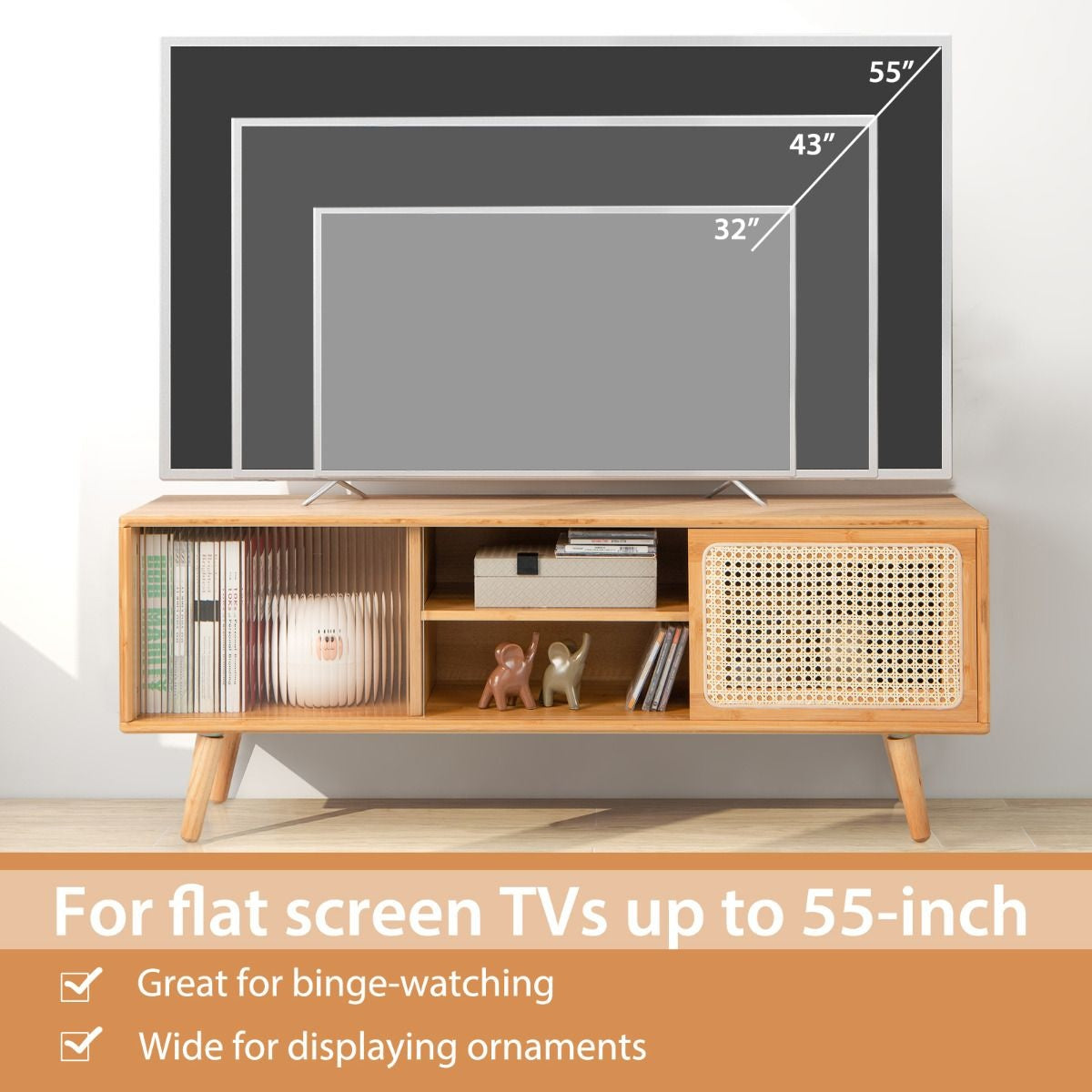 Coast Meuble TV - Max. 100 kg - Bambou - 121 x 26 x 46 cm