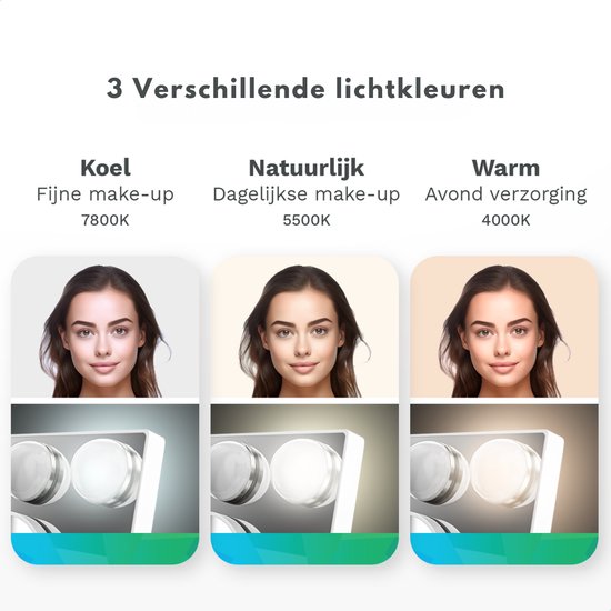 Mirlux Make Up Hollywood Mirror with Lighting (44x30cm) - Vision - Ampoule LED dimmable - 13 lampes - Blanc