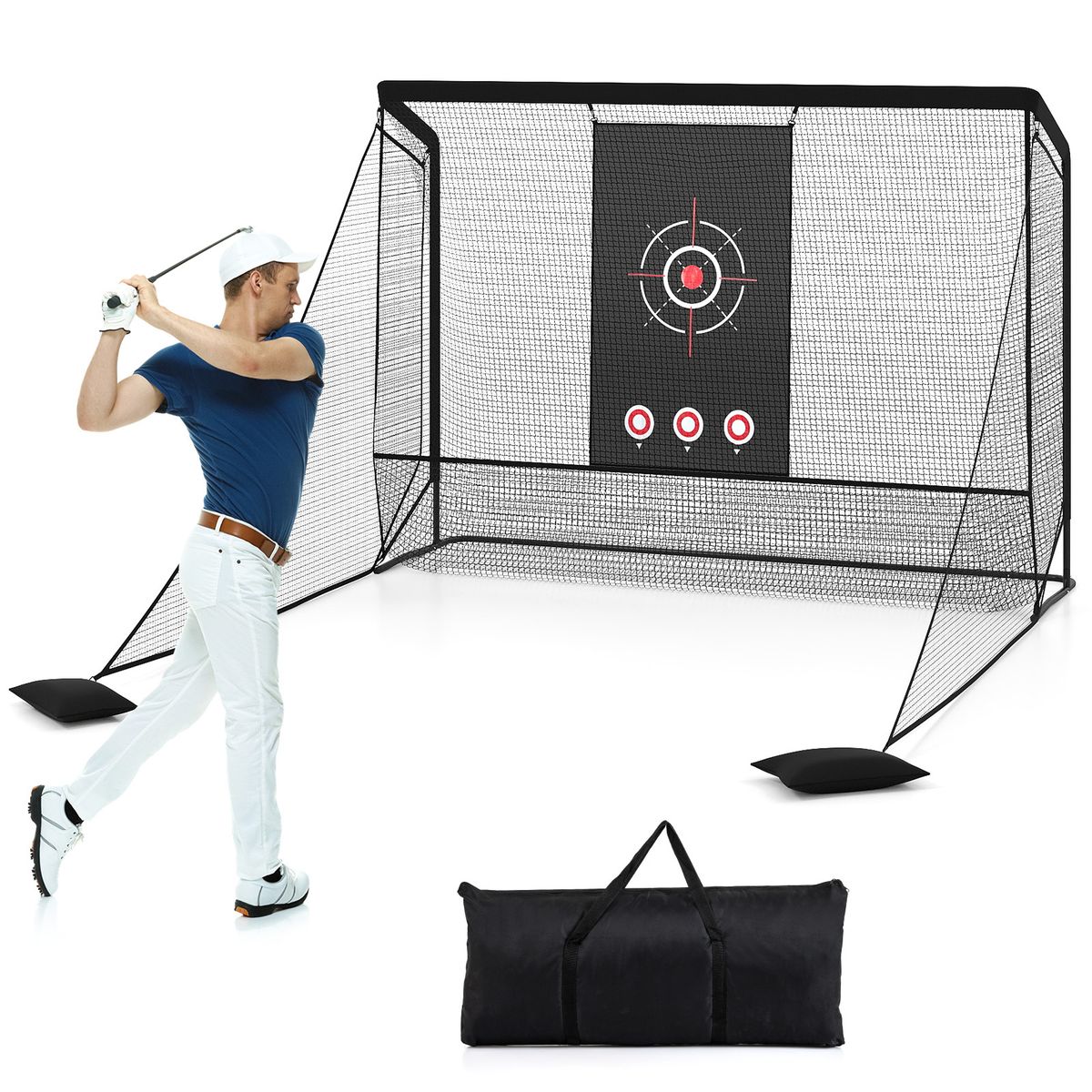 Filet d'entraînement de golf Coast - avec cible et panneaux latéraux pliables - taille L - noir