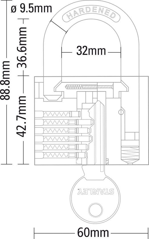 Cadenas Stanley - 60 MM - 2 clés - Laiton massif