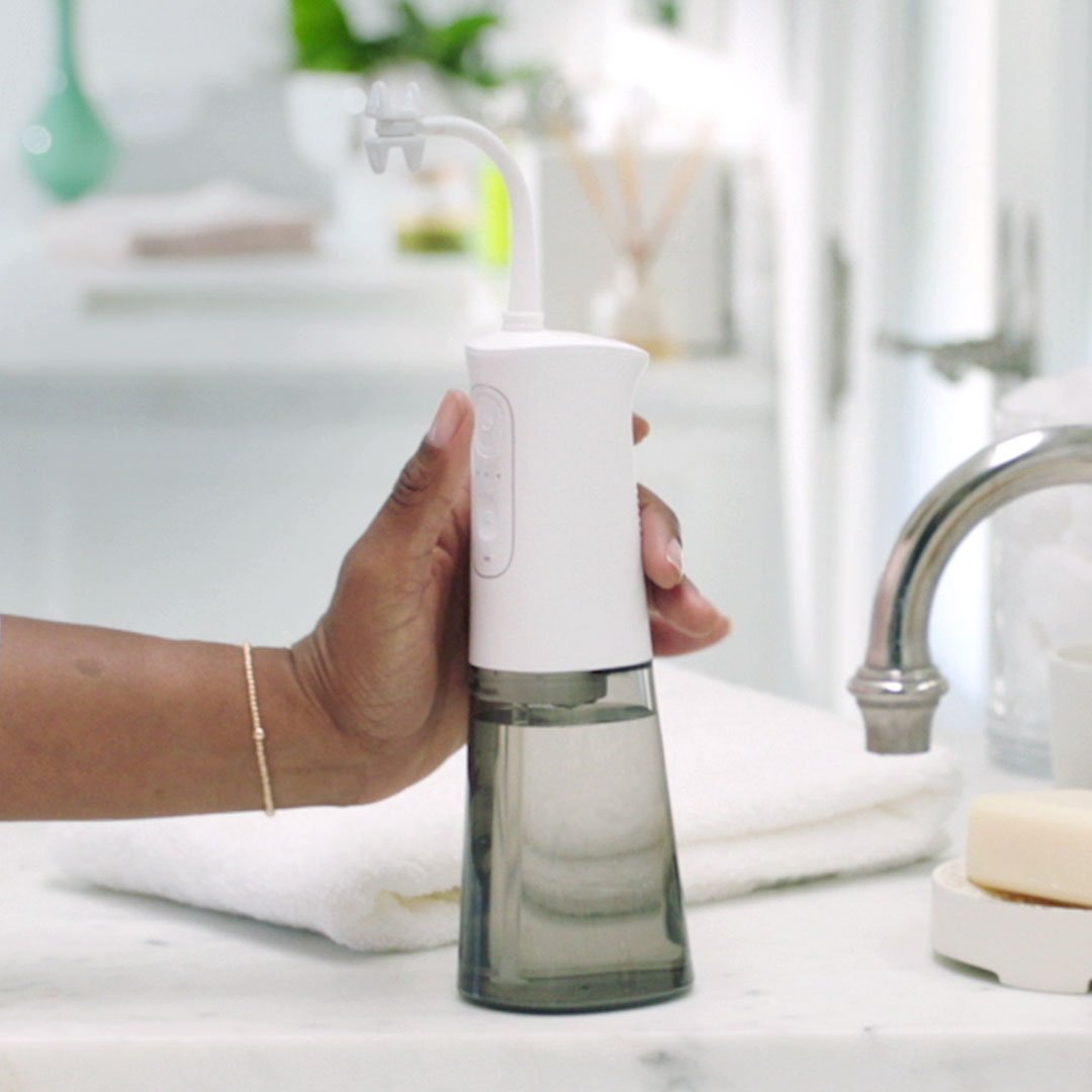 Douche buccale électrique CorpCare MiracleSmile - Embout en forme de H - Modèle sans fil - Réservoir d'eau pratique