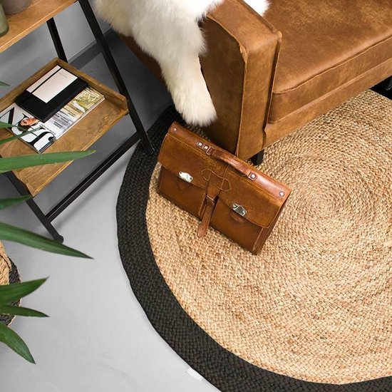 Tapis en jute NATURL. - Fair Rond Naturel/Noir - Ø 120 cm