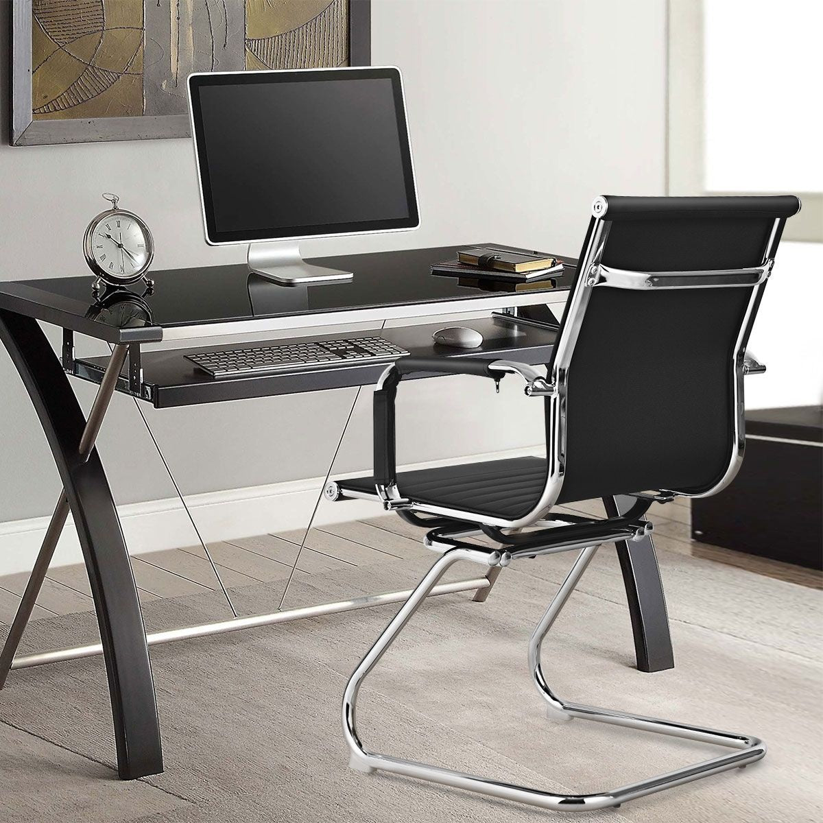 Coast Set de 2 chaises de bureau - Cuir PU - Max. 120 kg - Noir