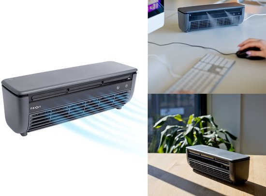 Ventilateur et refroidisseur d'air sans fil Nexxt – Sans fil, silencieux, rechargeable – Avec fonction de brumisation et télécommande – Pour la maison, le bureau ou le camping