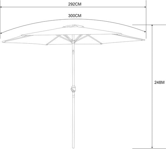 Parasol AXI Noor à tige Ø 300 cm, aspect chêne/terracotta – Armature thermolaquée – Inclinable