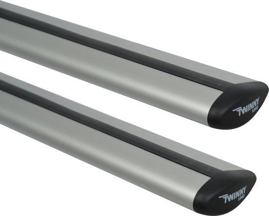 Kit de barres de toit Twinny Load F01 – Barres de toit Flybar en aluminium – Pour les voitures équipées de barres de toit ouvertes ou fermées – Verrouillables – Homologuées TÜV-GS – 124 cm – Capacité de charge maximale : 100 kg