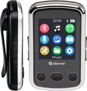 Lecteur MP3 Denver avec oreillettes - extensible jusqu'à 128 Go - Mode Shuffle/Repeat - Enfants et adultes - Clip de fixation - AUX - MPS320B - Noir