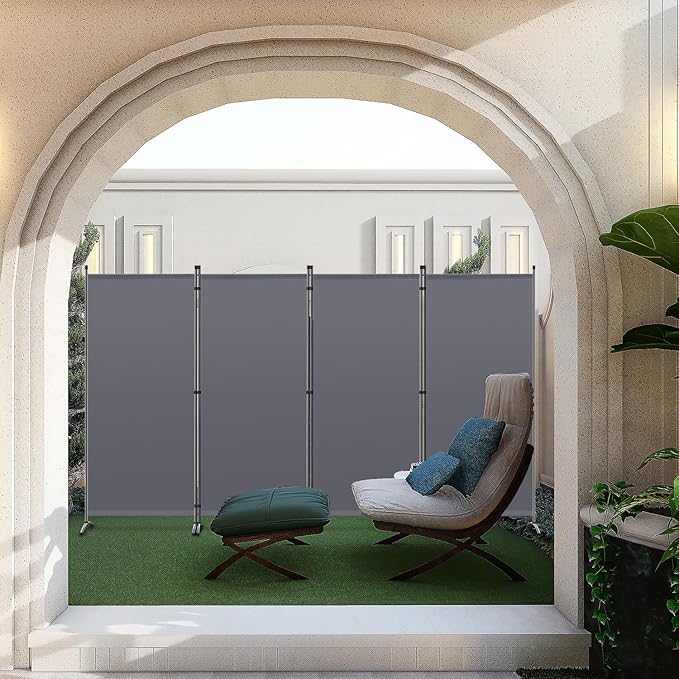 Paravent Angel Living - 4 panneaux - 324 x 180 cm - Gris - Autoportant