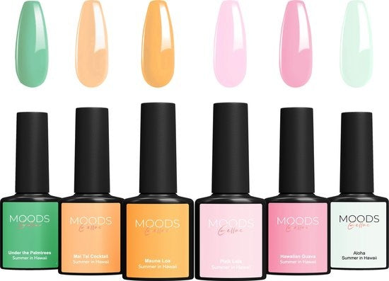 Moods Gel Polish 6-Piece Set - Vernis à ongles en gel - 8ML - Summer in Hawaii - Gellac - Nails - Gel Polish Starter Pack - Pastel Colours