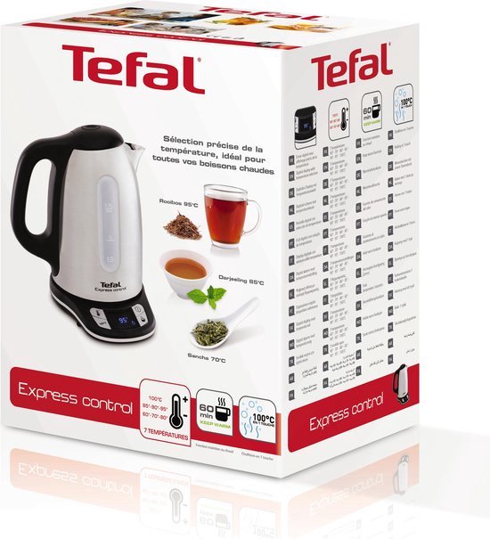 Tefal Express Control KI240D10 - Bouilloire électrique - 1,7 L - Température réglable - Acier inoxydable