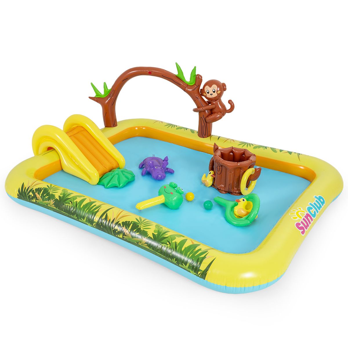 Centre de jeux gonflable Coast « Aventure dans la jungle » - Toboggan et brumisateur - Pour les enfants de 2 à 6 ans - Multicolore
