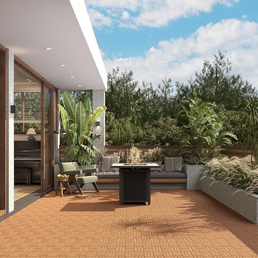Dalles de terrasse en bois d'acacia Yaheetech – Certifiées FSC – Système d'assemblage par clic – Avec drainage