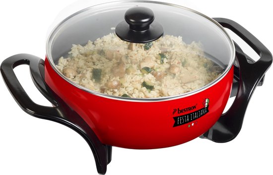 Poêle électrique Bestron - APP800 - Ø 26 cm - 1 500 W - Température maximale 230 °C - Rouge - Garantie 5 ans